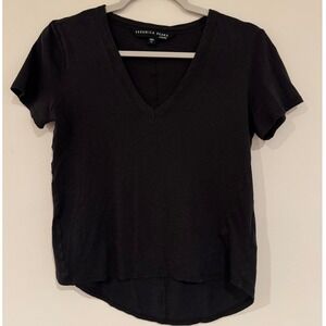 Veronica Beard Jeans Black V-Neck High-Low Hem T-Shirt Casual Basic‎ XS